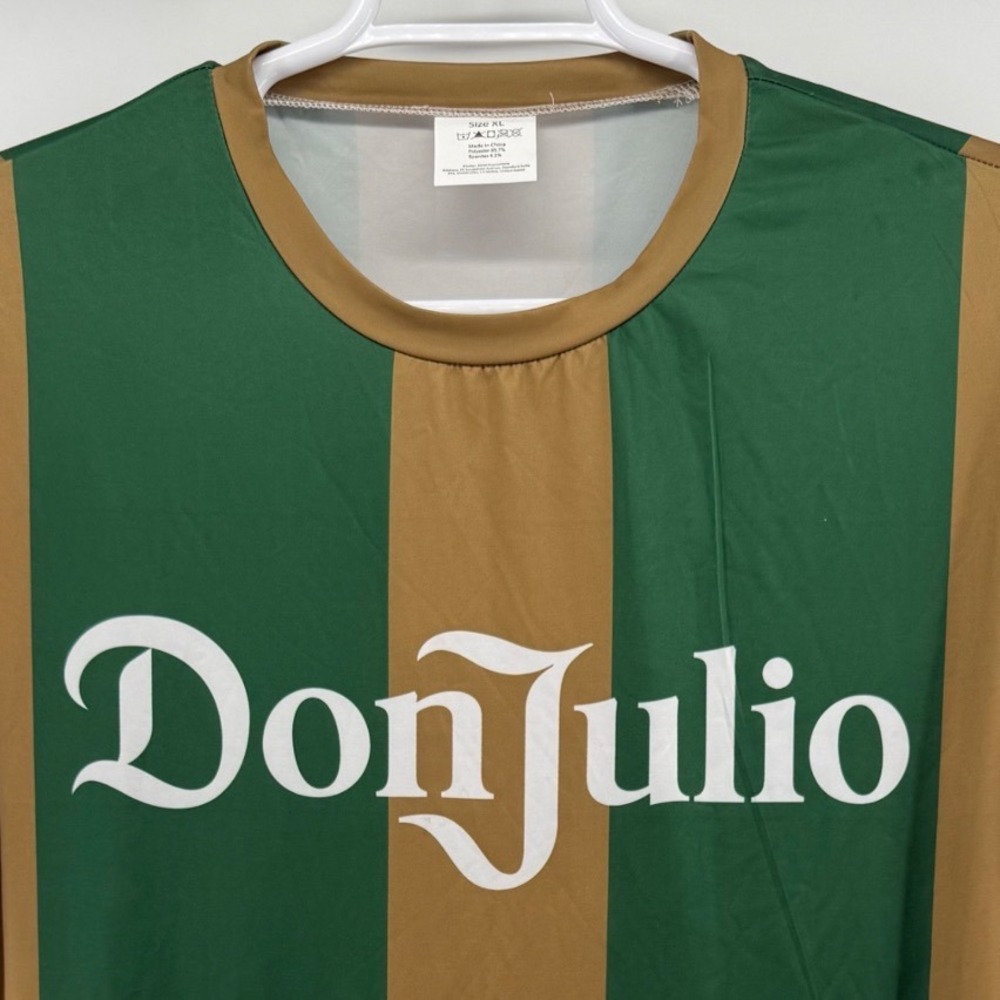 Don Julio 42 Tequila Jersey Shirt Mens XL Green Gold Striped Short Sleeve Logo
